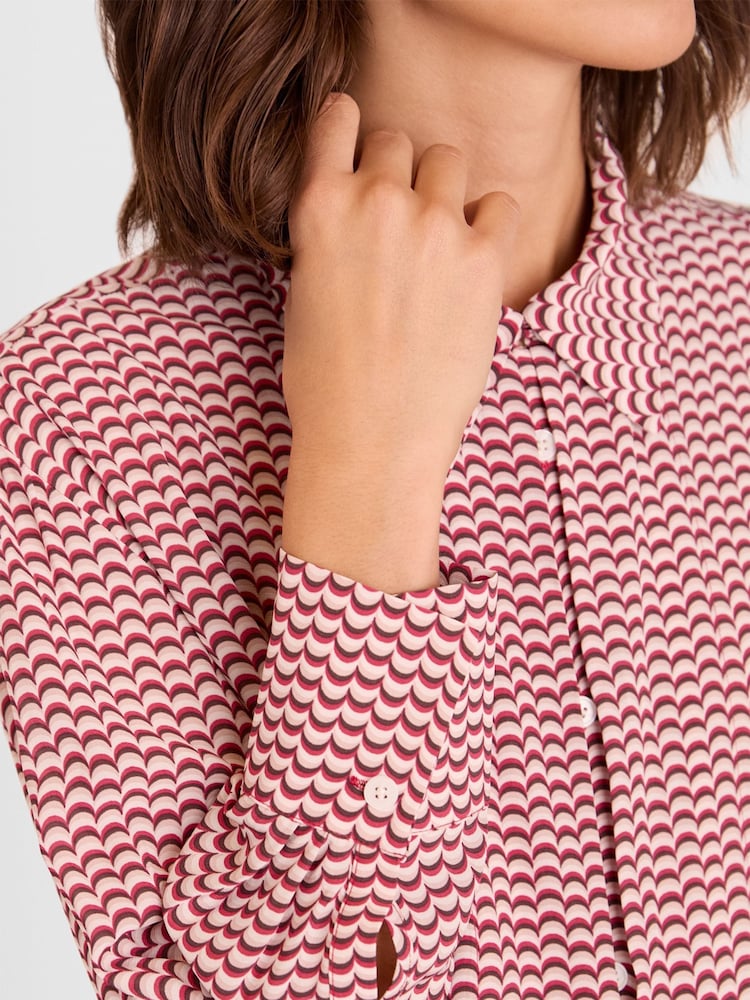 Whistles Red Geo Print Pleat Detail Shirt - Image 4 of 4