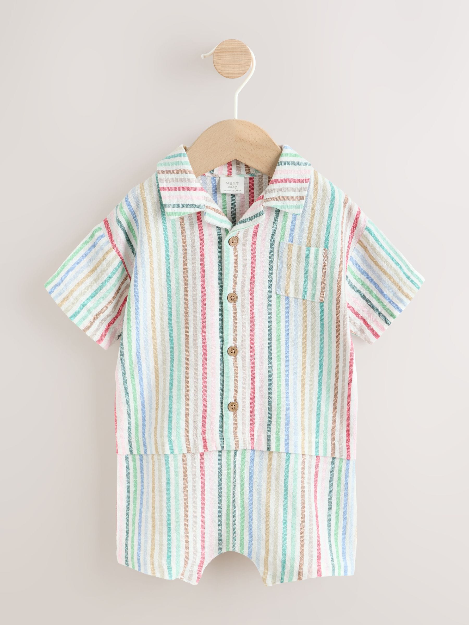 Buy Bright Stripe Woven Baby Shirt Romper (0mths-2yrs) from Next