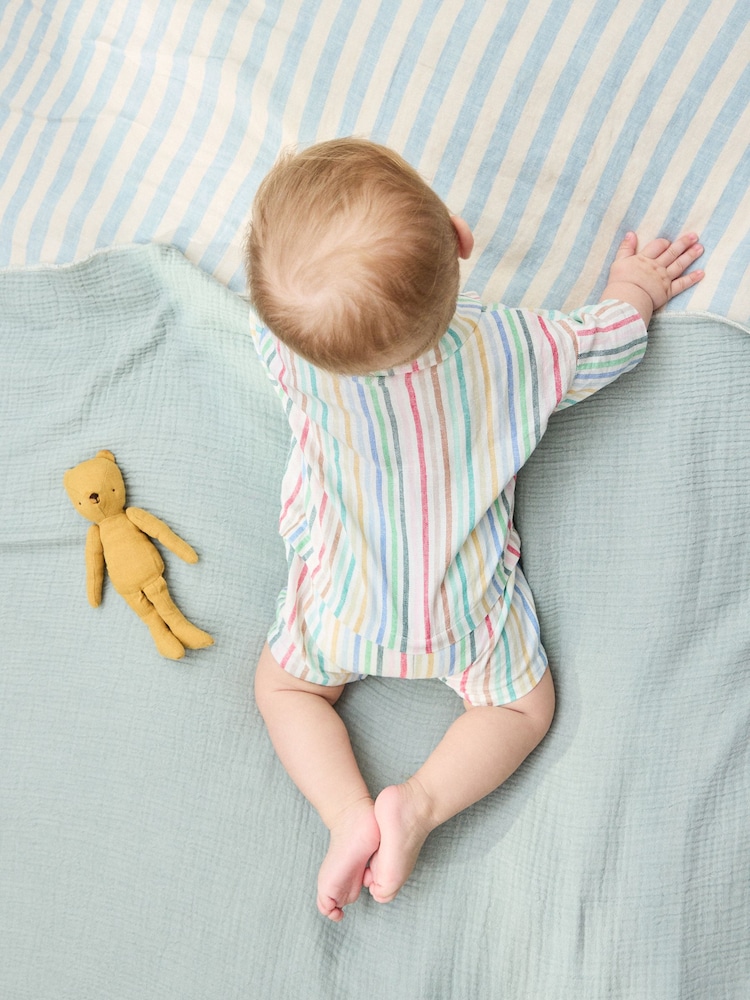 Bright Stripe Woven Baby Shirt Romper (0mths-2yrs) - Image 2 of 3 Bright Stripe Woven Baby Shirt Romper (0mths-2yrs) - Image 2 of 3