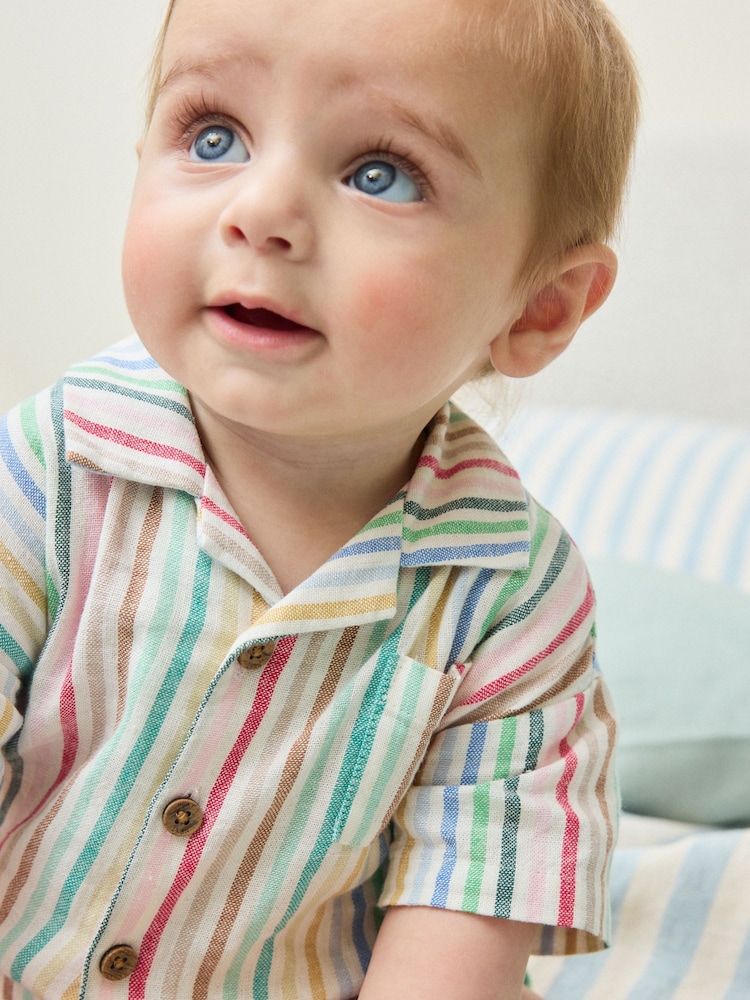 Bright Stripe Woven Baby Shirt Romper (0mths-2yrs) - Image 3 of 3 Bright Stripe Woven Baby Shirt Romper (0mths-2yrs) - Image 3 of 3