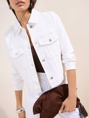 Friends Like These White Collared Denim Jacket - Image 4 of 5