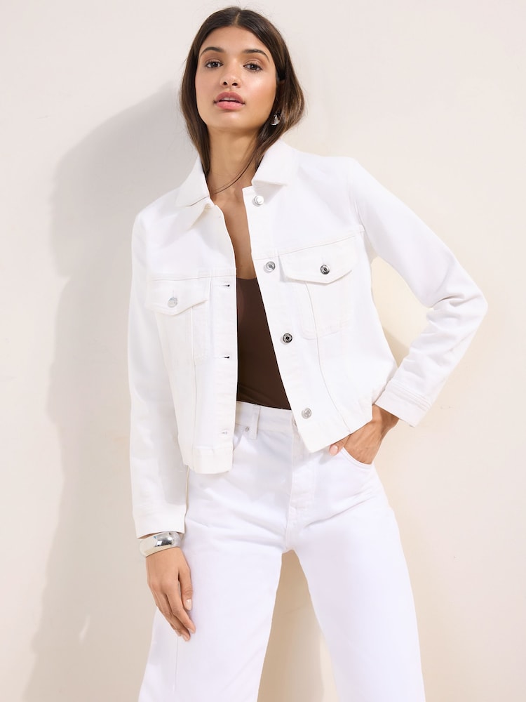 Friends Like These White Collared Denim Jacket - Image 5 of 5 Friends Like These White Collared Denim Jacket - Image 5 of 5