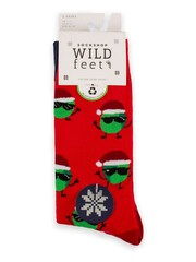 Wild Feet Red Crazy Christmas Dinner Christmas Socks 3 Pack - Image 2 of 4