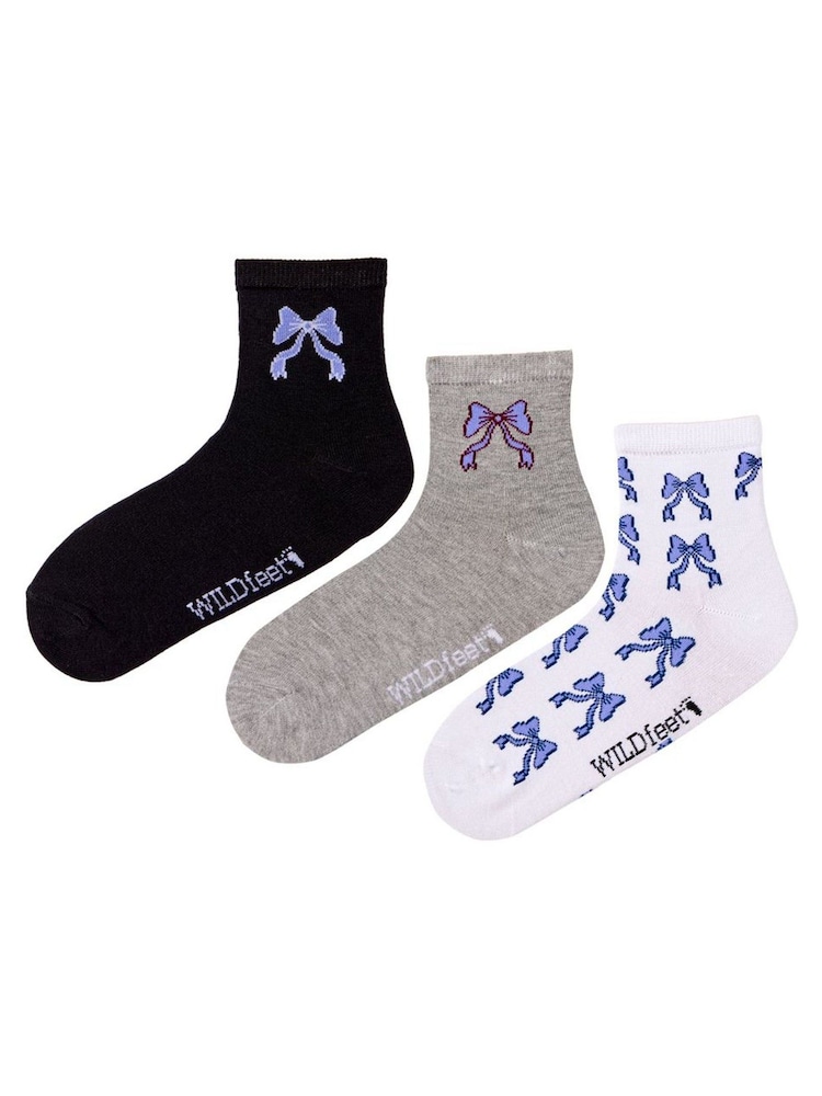Wild Feet White Cropped Supersoft Ankle Socks 3 Pack - Image 2 of 7