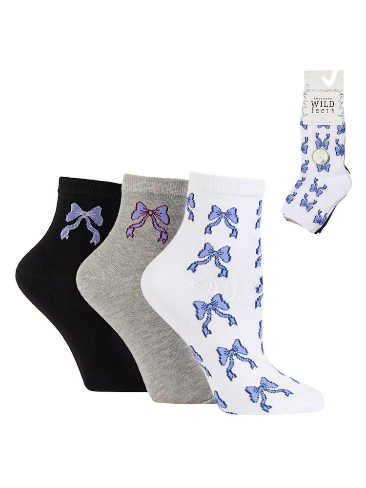 Wild Feet White Cropped Supersoft Ankle Socks 3 Pack - Image 7 of 7