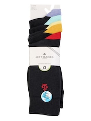 Jeff Banks Black Multi Pack Classic Crew Socks With Pop Soles - Image 3 of 7