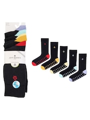 Jeff Banks Black Multi Pack Classic Crew Socks With Pop Soles - Image 5 of 7