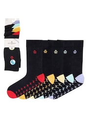 Jeff Banks Black Multi Pack Classic Crew Socks With Pop Soles - Image 6 of 7