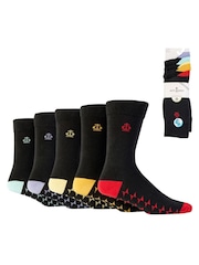 Jeff Banks Black Multi Pack Classic Crew Socks With Pop Soles - Image 7 of 7