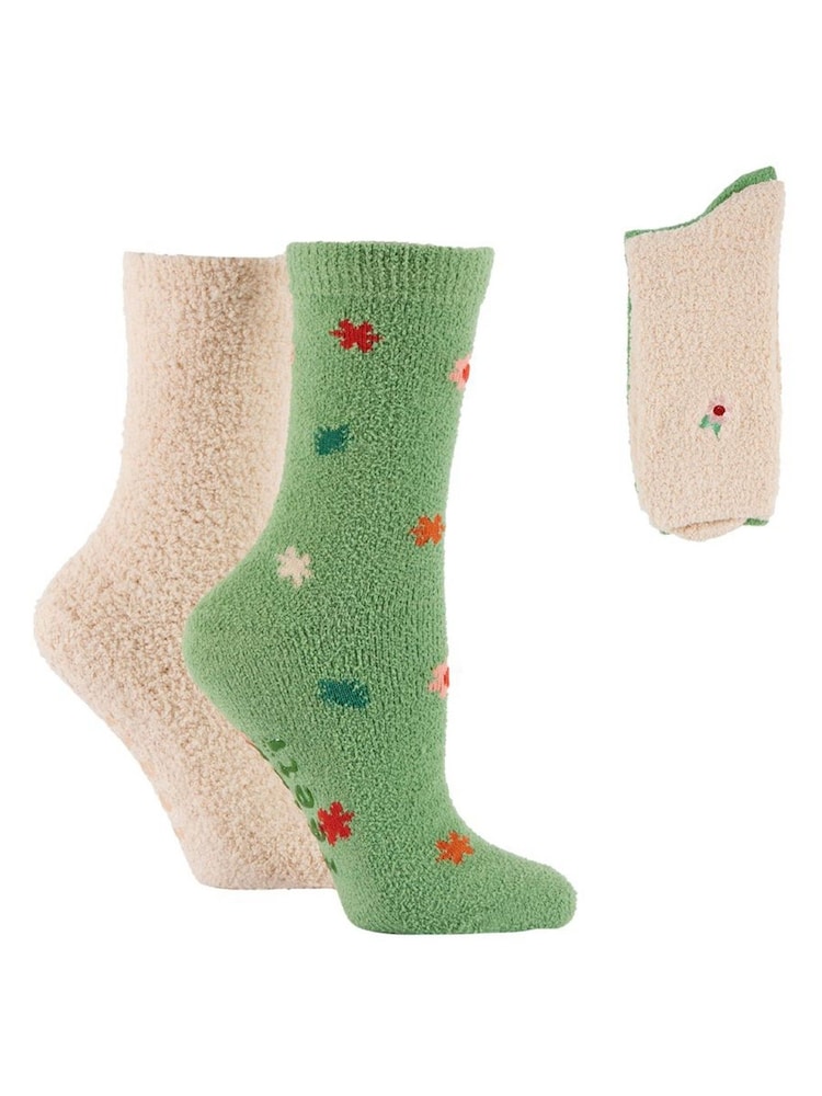 Wild Feet Green Supersoft Fun Leisure Socks 2 Pack - Image 7 of 7