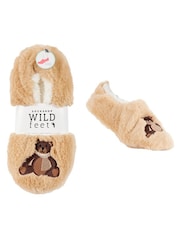 Wild Feet Nude Fluffy Footsie Slippers - Image 5 of 9