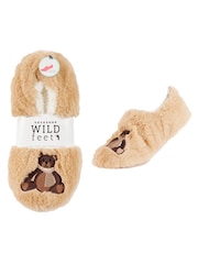 Wild Feet Nude Fluffy Footsie Slippers - Image 6 of 9