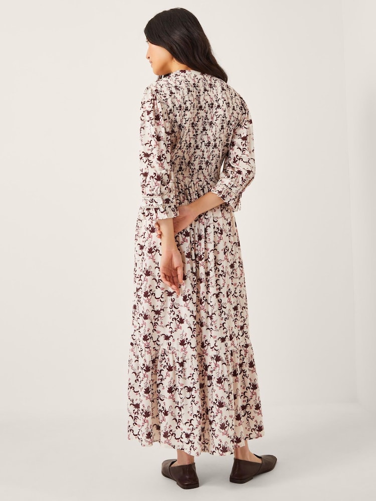 Monsoon Cream Jacqueline Floral Midi Dress - Image 2 of 5 Monsoon Cream Jacqueline Floral Midi Dress - Image 2 of 5