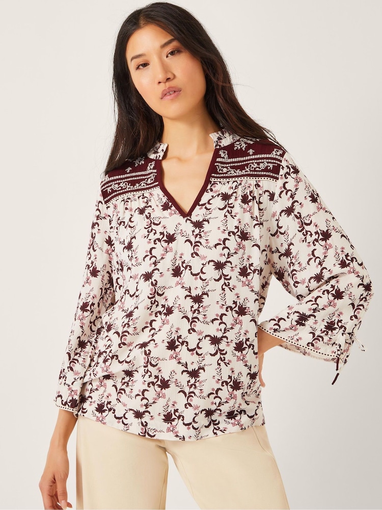 Monsoon Cream Jacqueline Floral Print Blouse - Image 1 of 4 Monsoon Cream Jacqueline Floral Print Blouse - Image 1 of 4