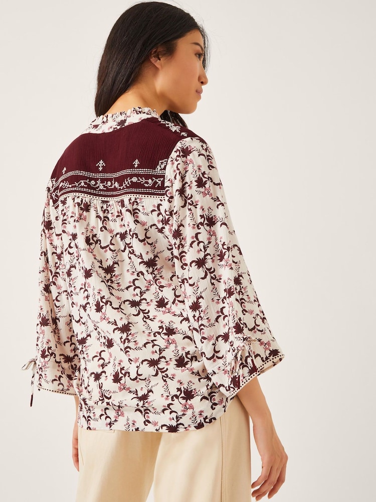 Monsoon Cream Jacqueline Floral Print Blouse - Image 2 of 4 Monsoon Cream Jacqueline Floral Print Blouse - Image 2 of 4
