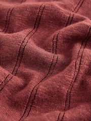 Red Regular Fit Pointelle Knitted T-Shirt with Linen - Image 7 of 7