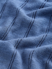 නිල් - Regular Fit Pointelle Knitted T-Shirt with Linen - 8න් 8 වන රූපය