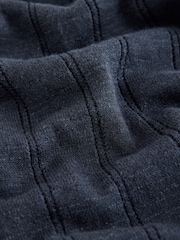 Navy Blue Regular Fit Pointelle Knitted Shirt with Linen - Image 3 of 3