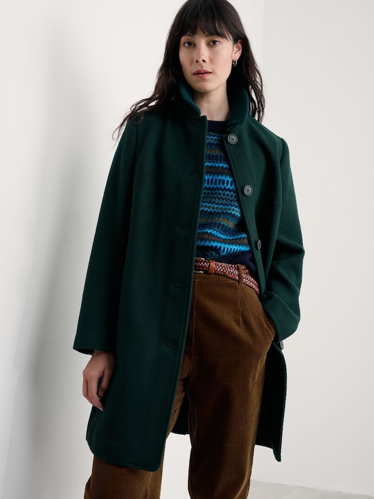 Seasalt Cornwall Green Wood Cabin Coat - Image 1 of 8