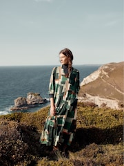 Seasalt Cornwall Green Windblown Tiered V-Neck Dress - Image 4 of 7