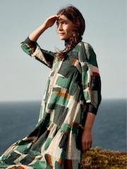 Seasalt Cornwall Green Windblown Tiered V-Neck Dress - Image 6 of 7