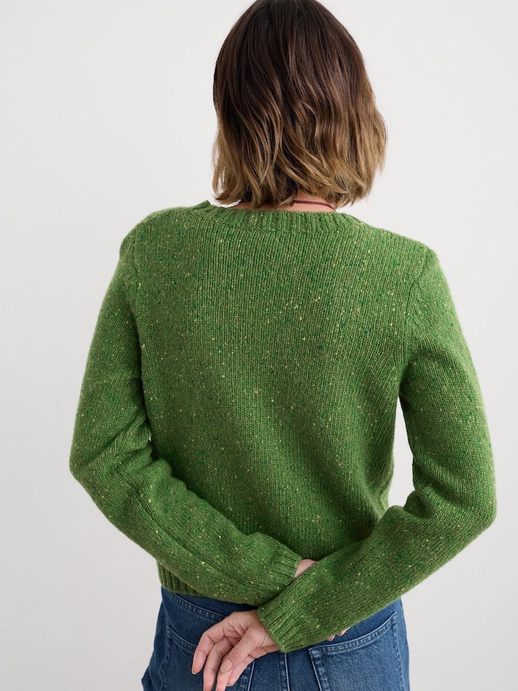 Seasalt Cornwall Green Dawson Pick Cardigan Made With Merino - Image 2 of 5