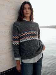 Seasalt Cornwall Grey Golden Light Fair Isle Jumper - Image 3 of 6