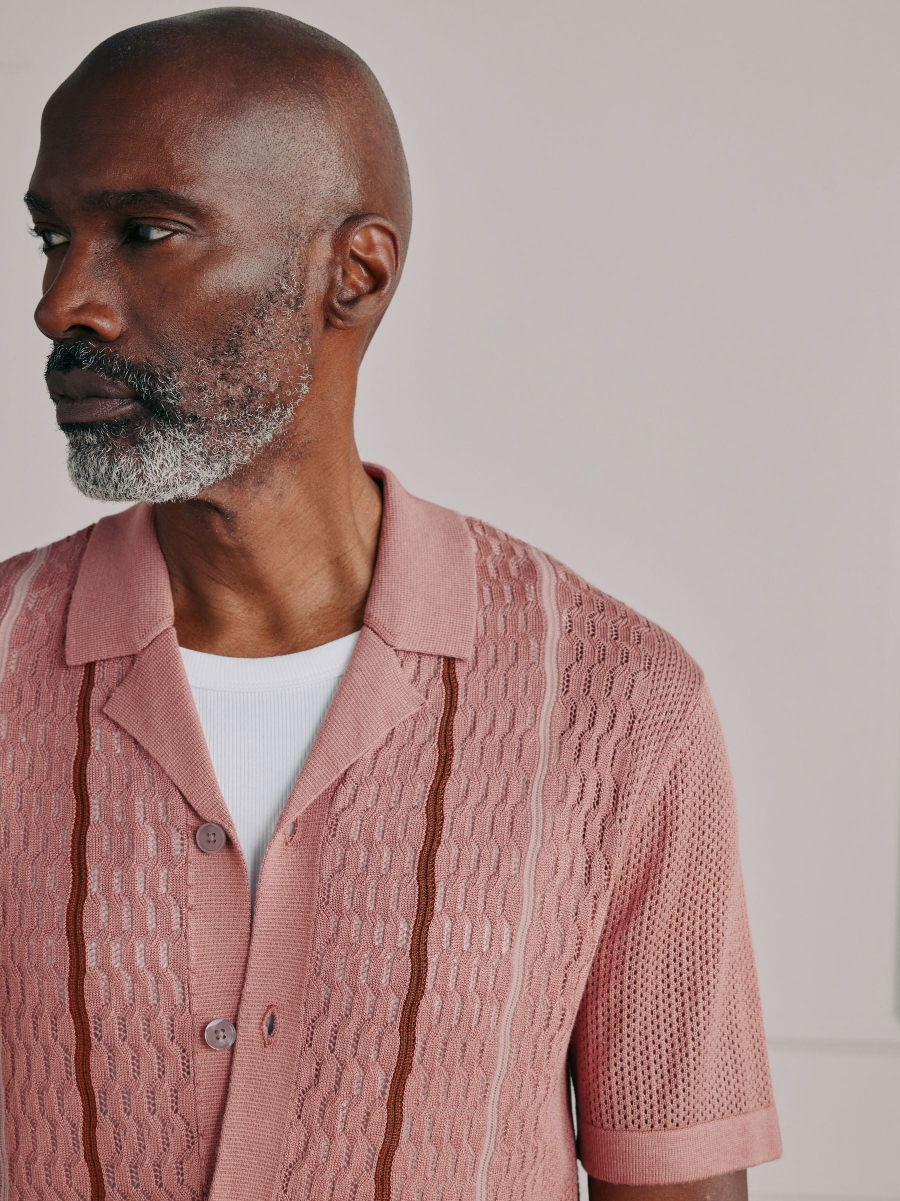 Buy Pink Signature Pointelle Knitted Cuban Shirt with Silk from