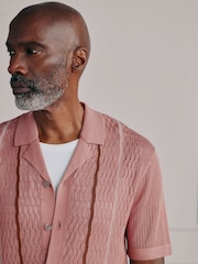 Rosa - Signature silkeblanding Pointelle strikket skjorte - Bilde 1 av 9