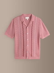 Rosa - Signature silkeblanding Pointelle strikket skjorte - Bilde 7 av 9