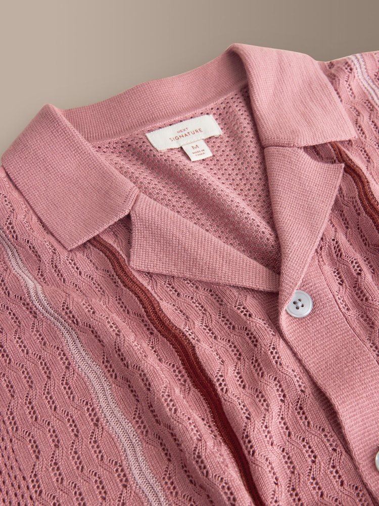 Rosa - Signature silkeblanding Pointelle strikket skjorte - Bilde 9 av 9