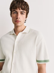 エクリュ ホワイト - リブ編みニットシャツ - 画像 1 / 8