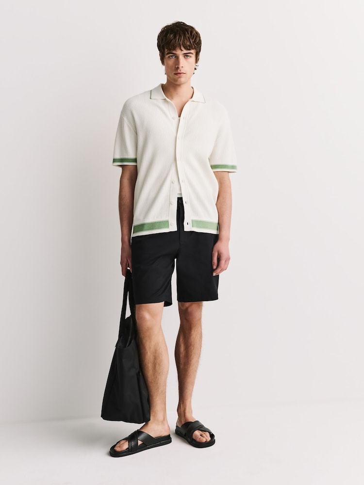 エクリュ ホワイト - リブ編みニットシャツ - 画像 2 / 8