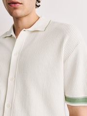 エクリュ ホワイト - リブ編みニットシャツ - 画像 5 / 8