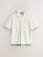 エクリュ ホワイト - リブ編みニットシャツ - 画像 6 / 8