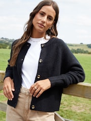 črna - Threadbare Button Up Pletena pletena jopa - Slika 1 iz 5