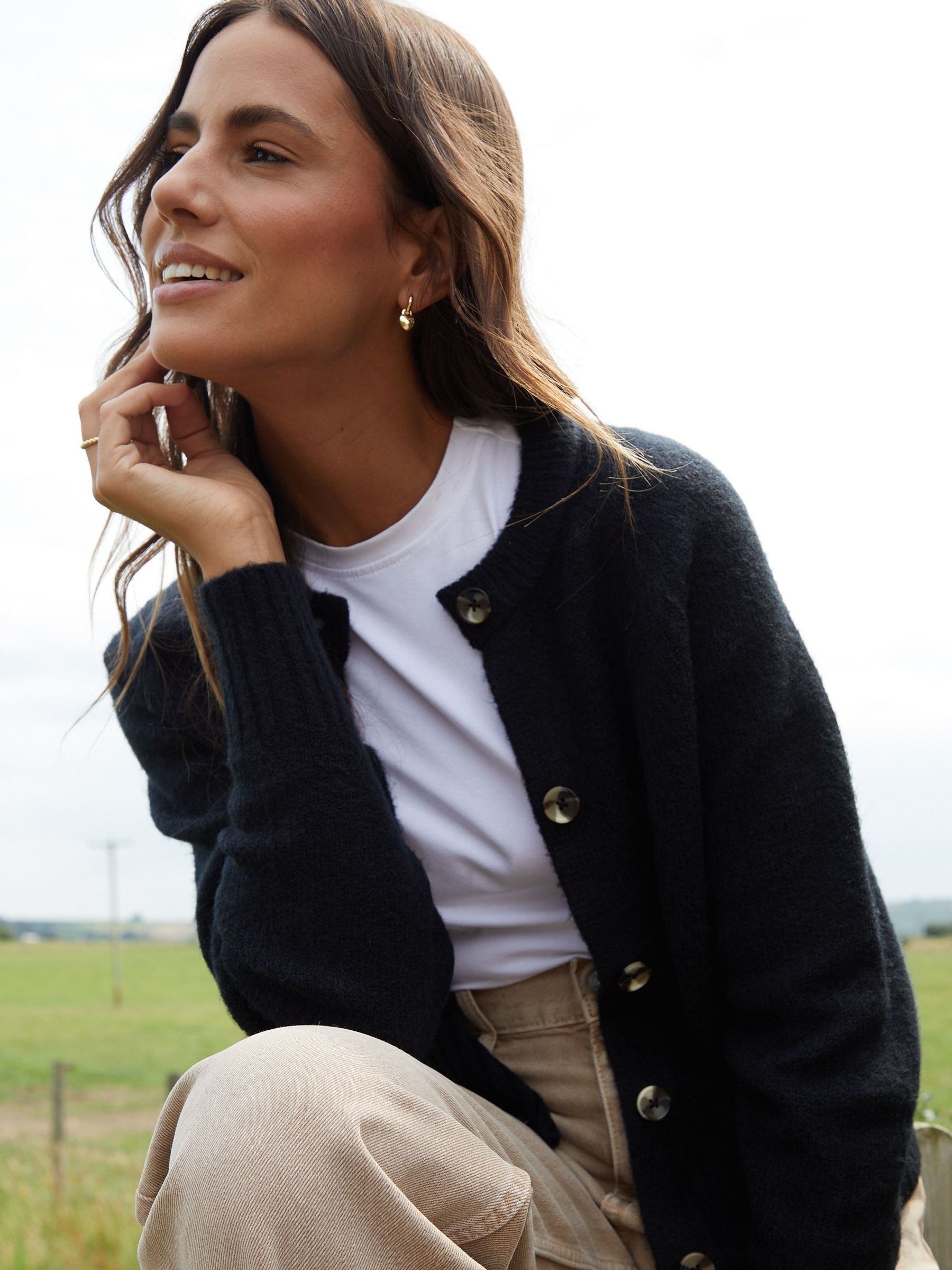 Buy Threadbare Black Curve Button Up Knitted Cardigan from Next USA