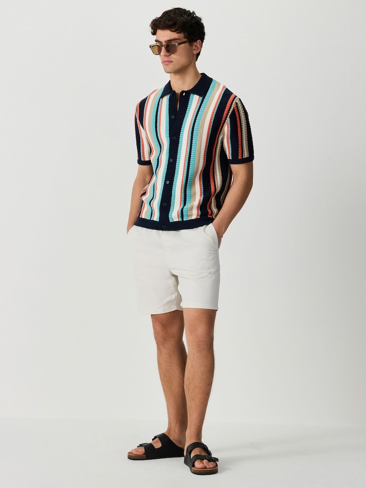 Navy Blue/White Regular Fit Stripe Knitted Shirt - Image 2 of 5