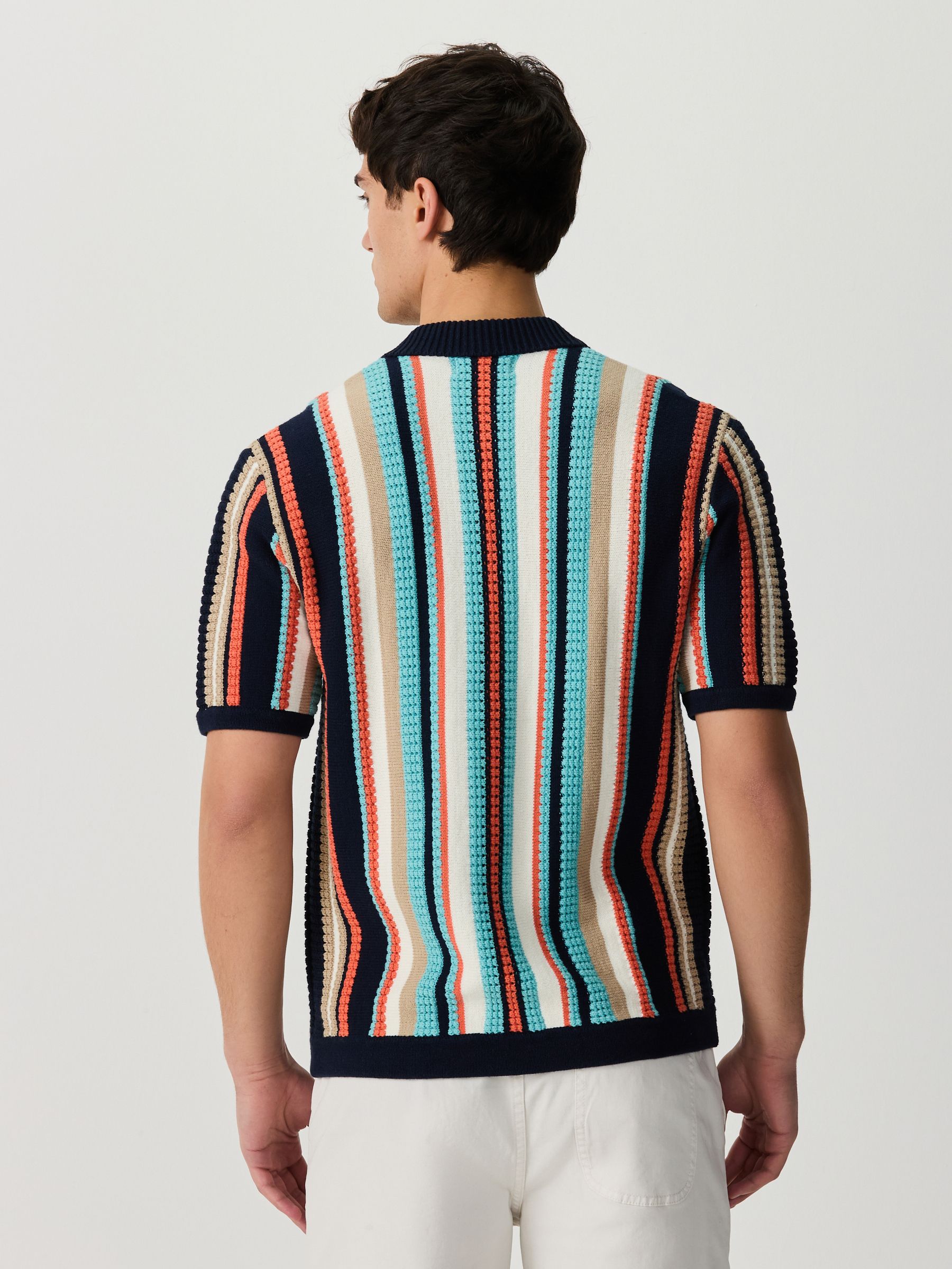 Buy Navy Blue Multi Regular Fit Stripe Knitted Shirt from Next USA