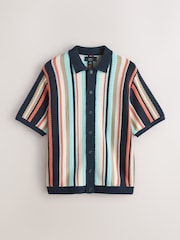 كحلي/أبيض - قميص محبوك مخطّط بتلبيس قياسي - Image 6 of 8