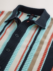 كحلي/أبيض - قميص محبوك مخطّط بتلبيس قياسي - Image 7 of 8