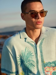 Light Blue Relaxed Fit Scenic Print Knitted Shirt - Image 4 of 7