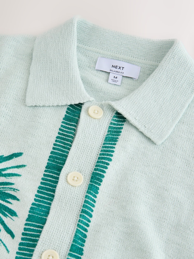 Light Blue Relaxed Fit Scenic Print Knitted Shirt - Image 7 of 7