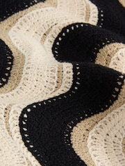 Black/Neutral Relaxed Fit Pattern Crochet Knitted Shirt - Image 8 of 8