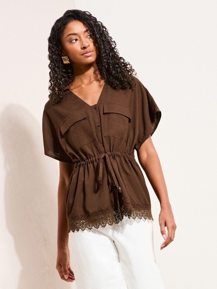 Friends Like These Short Sleeve Lace Trim Shirt - Image 1 of 5