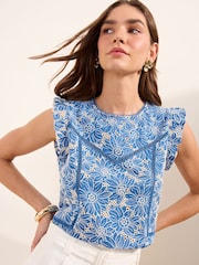 Friends Like These Blue Broderie Sleeveless Blouse - Image 1 of 4