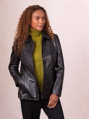 Lakeland Leather Black Mawbray Collared Button Down Jacket - Image 1 of 7