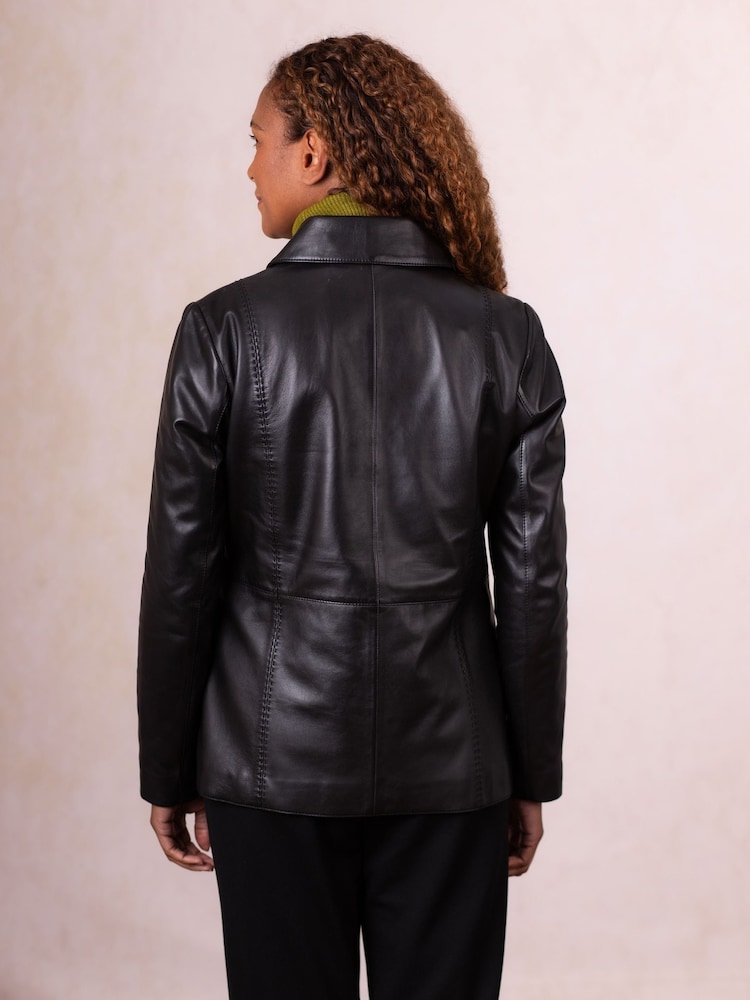 Lakeland Leather Black Mawbray Collared Button Down Jacket - Image 2 of 7 Lakeland Leather Black Mawbray Collared Button Down Jacket - Image 2 of 7
