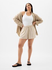 Gap Beige Linen Blend Pull On Shorts - Image 1 of 5