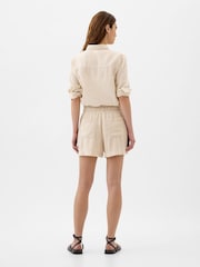 Gap Beige Linen Blend Pull On Shorts - Image 4 of 5